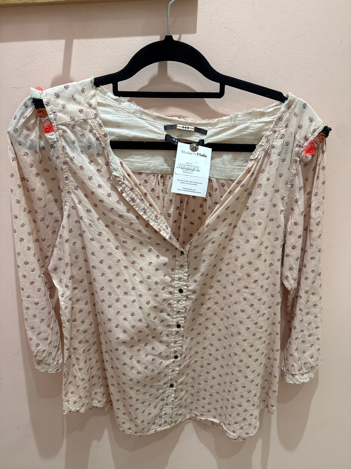 Chemise Maison Scotch Rose ML et noir T.M