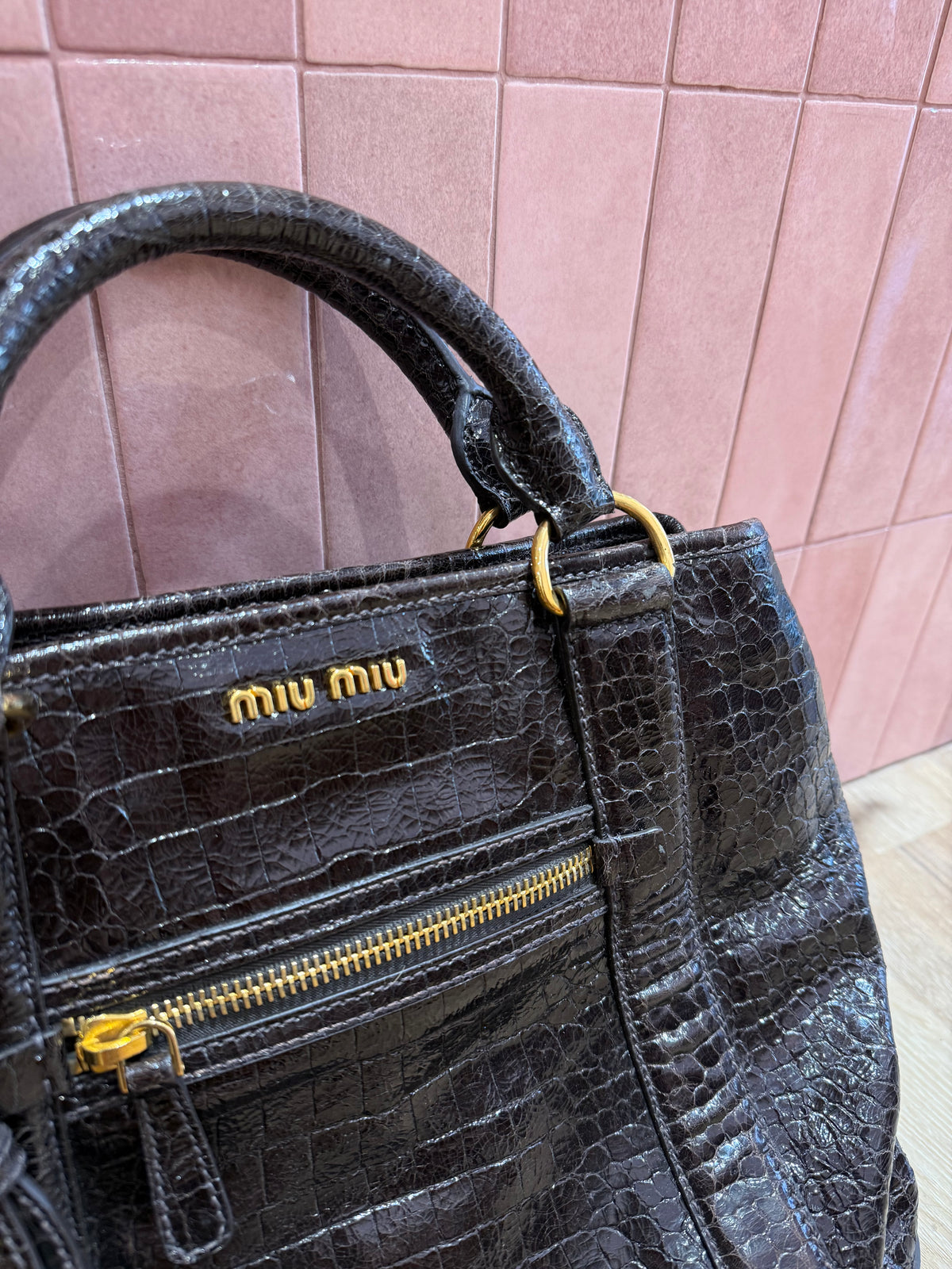 Sac miu miu marron croco
