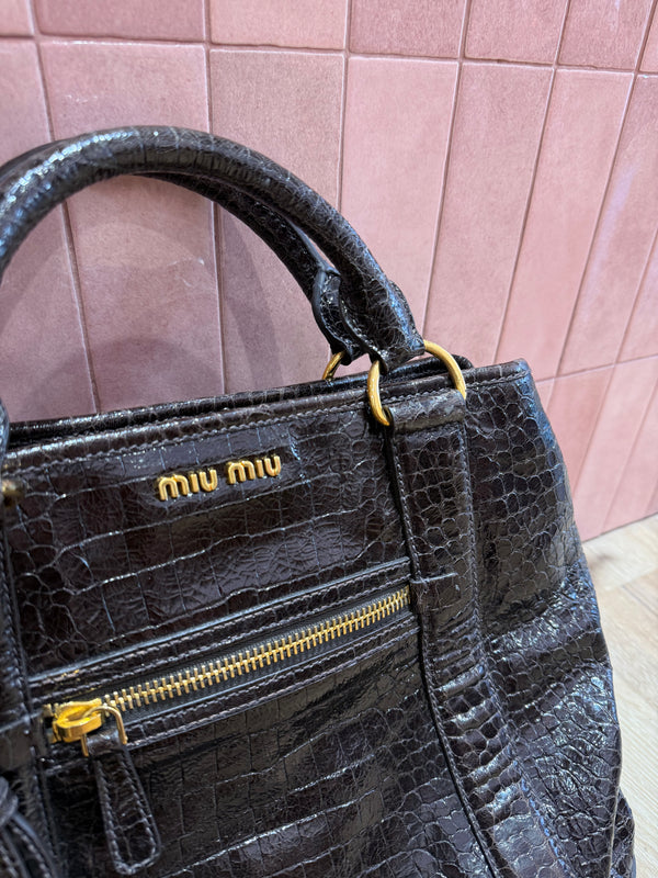 Sac miu miu marron croco