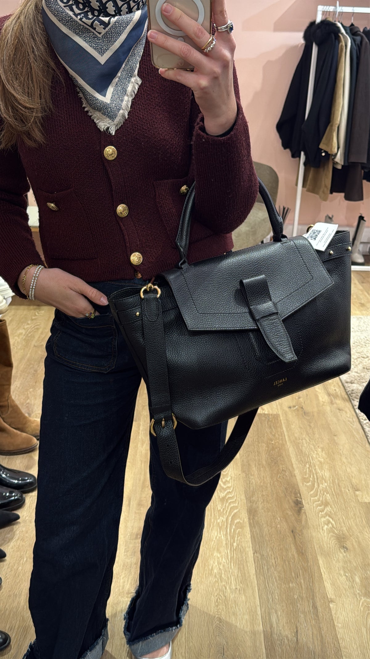 Sac en cuir Lancel noir