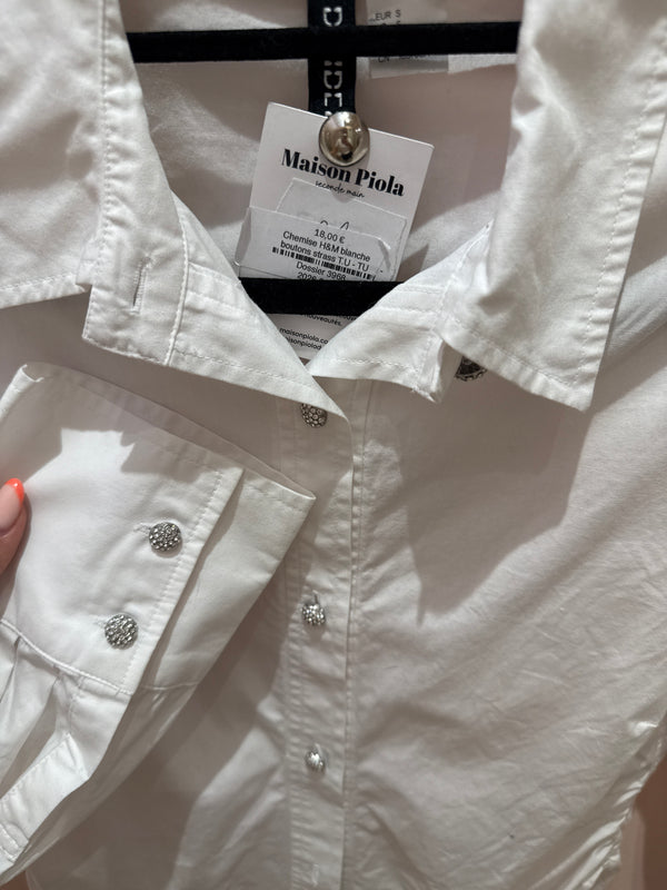 Chemise H&M blanche boutons strass T.U