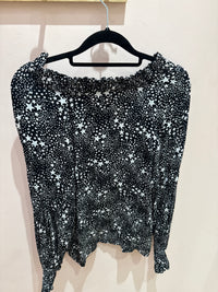 Blouse Maje noire étoiles blanches T.L