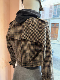 Veste en laine marron pied-de-poule Zara T.M 10/09