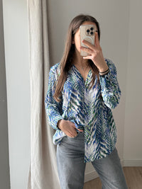 One Step - Blouse blanche taches vert/bleu - blanc taches vert bleu - 44