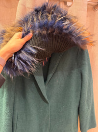 Grand col marron et bleu en raton laveur T.U 24/10