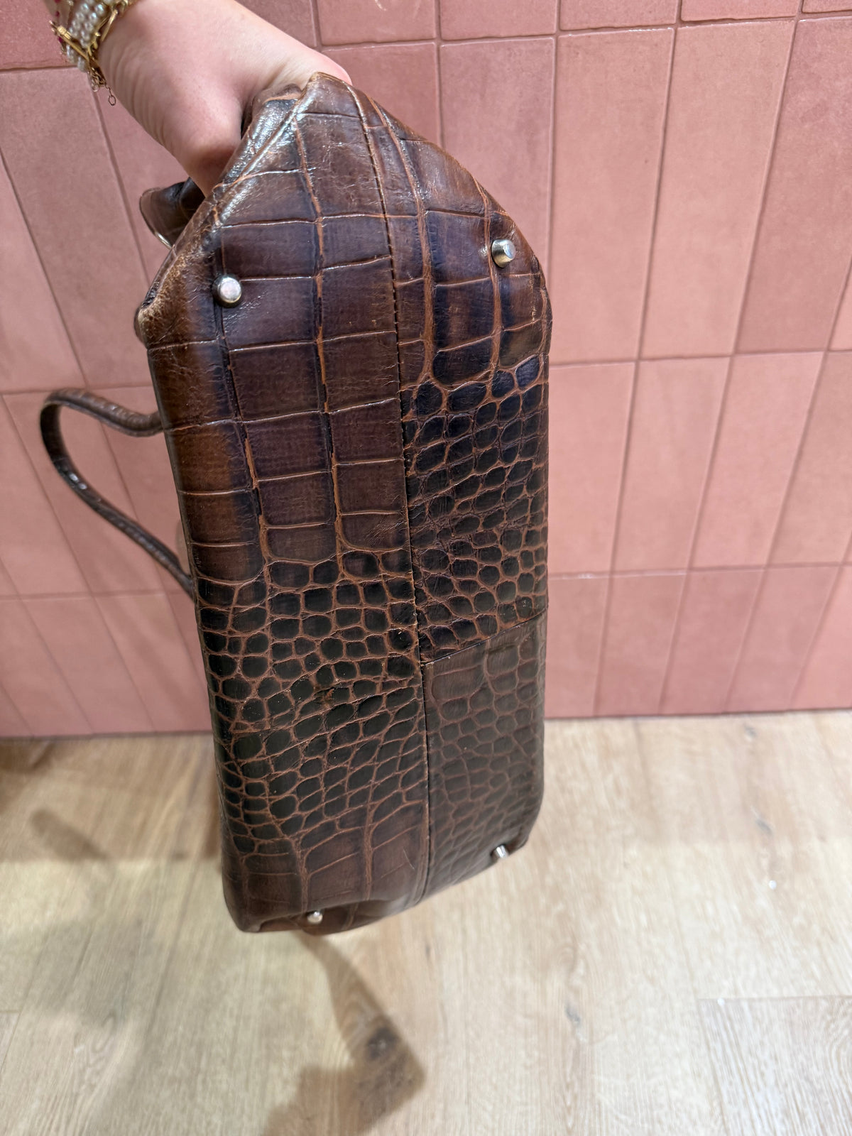 Sac marron croco Furla