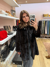 Manteau en fourrure de vison marron T.38/40 18/08