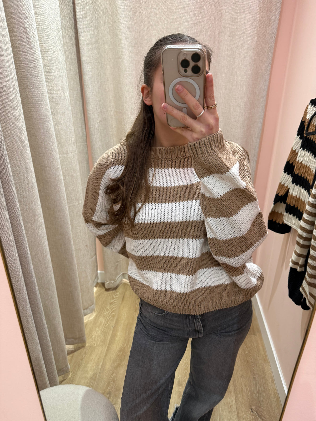 pull camel et blanc rayures o mer Taille S