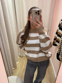pull camel et blanc rayures o mer Taille S