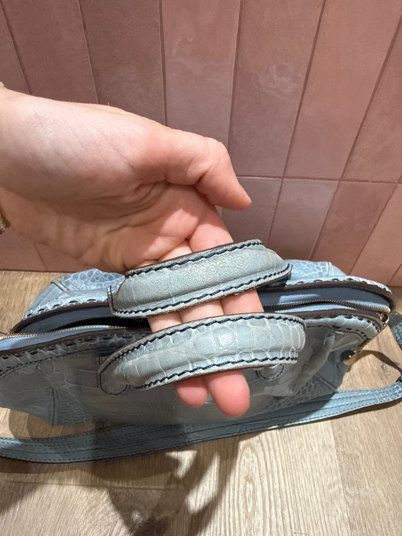 Sac bleu ciel Lancel croco