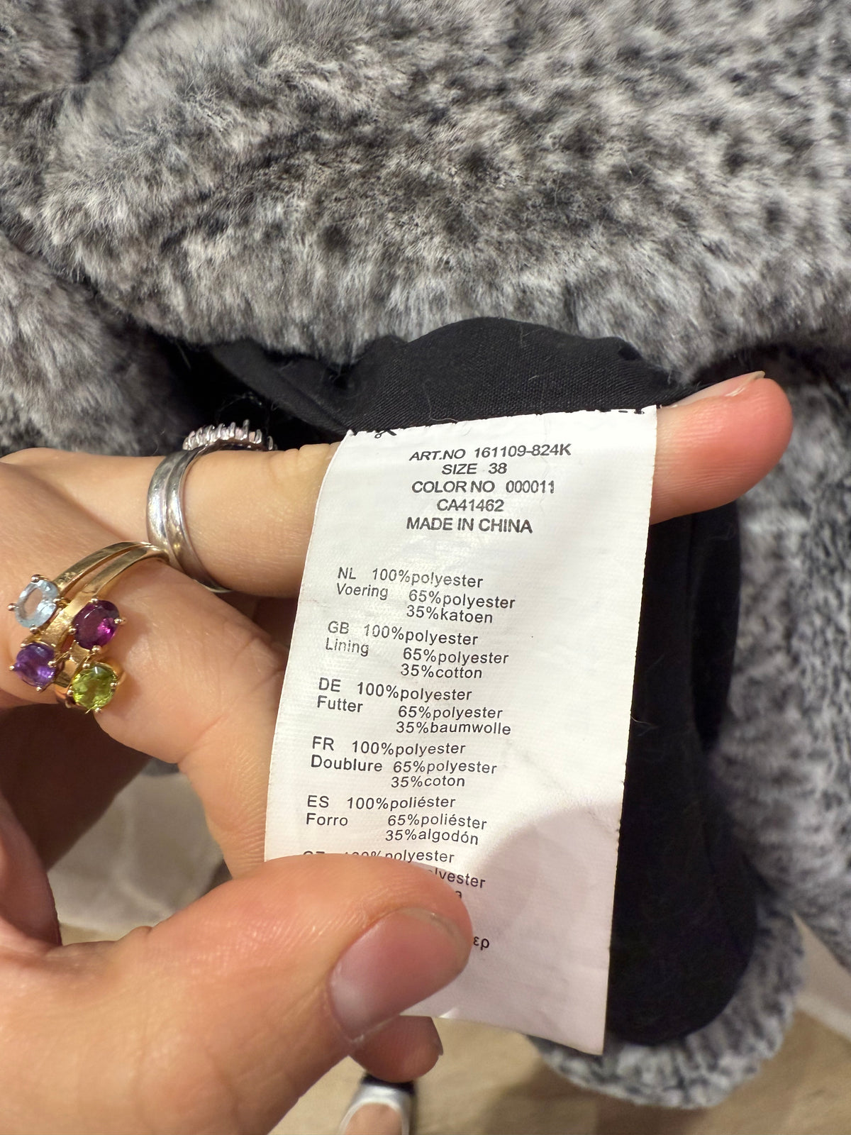 Manteau Yaya gris fausse fourrure T.38