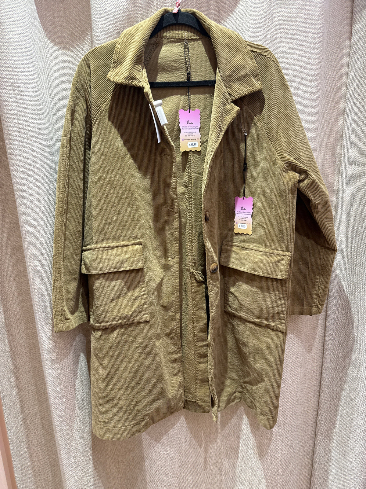 Veste camel velours longue Ocea - T.T.U