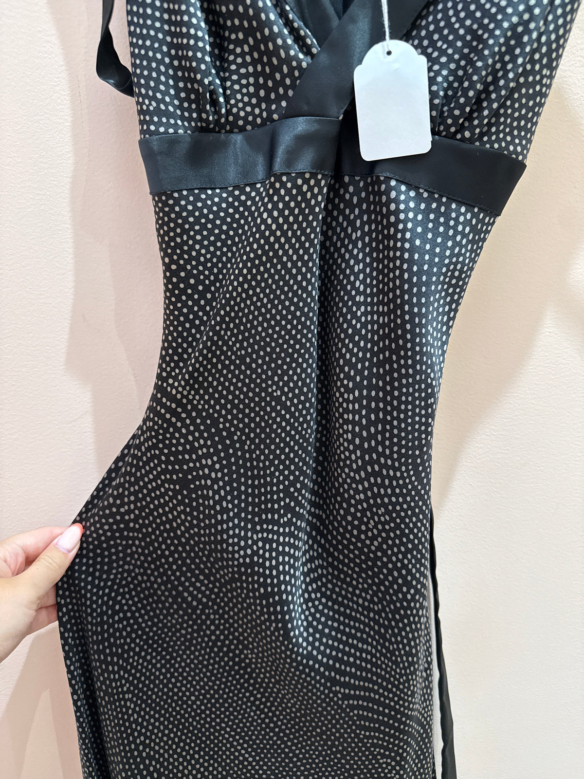Robe longue débardeur Noir et points beige - T.L