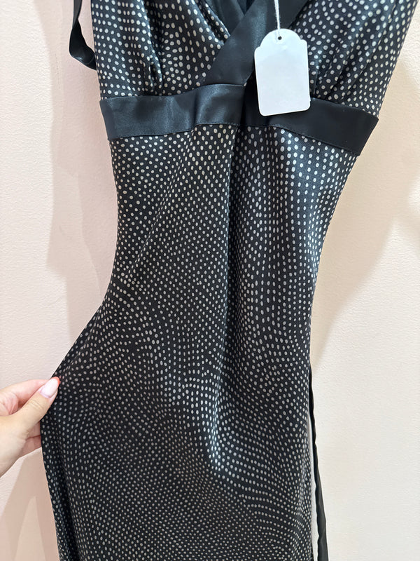 Robe longue débardeur Noir et points beige - T.L