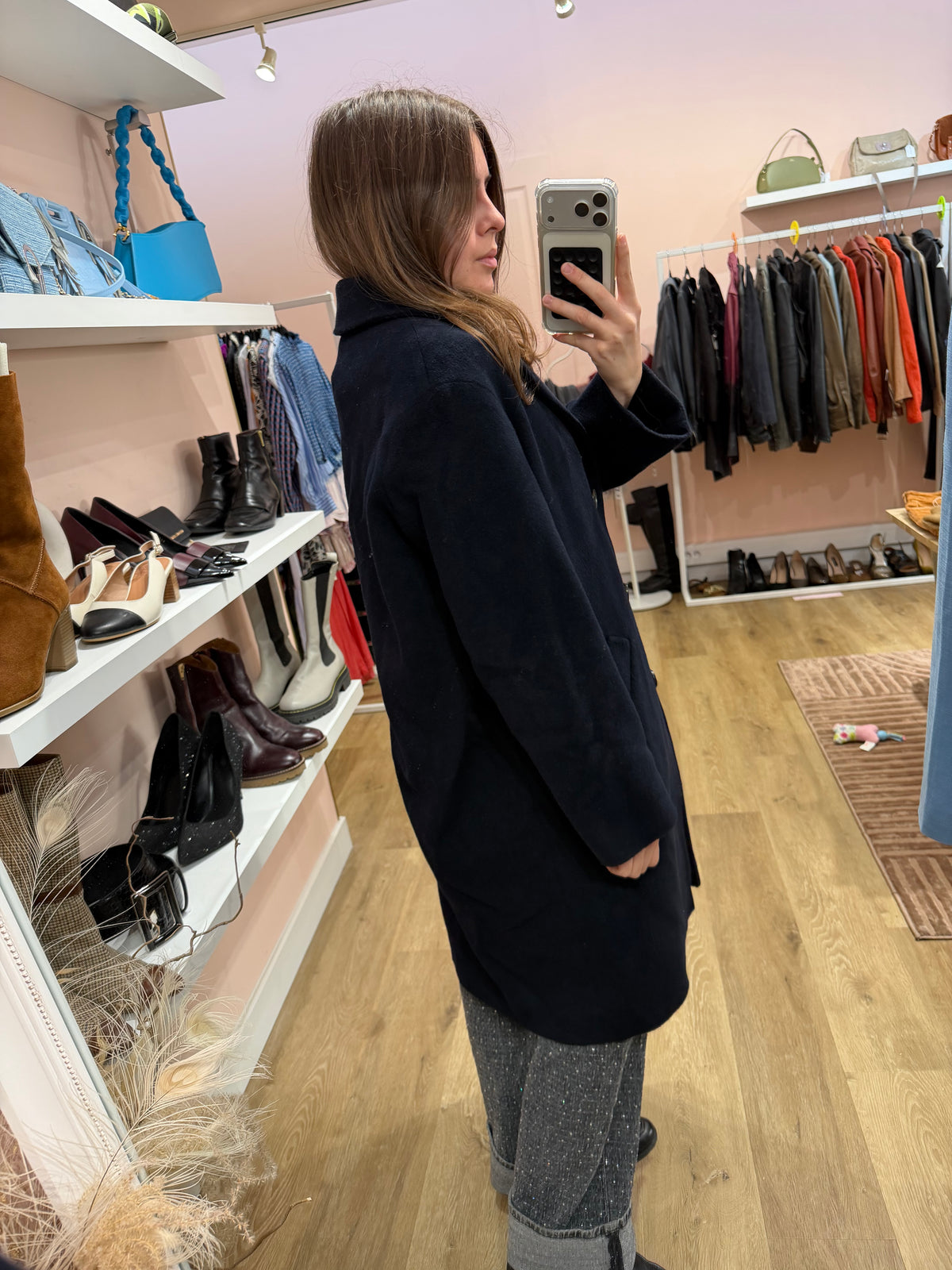 Manteau bleu nuit  Gérard Darel T.38 angora laine