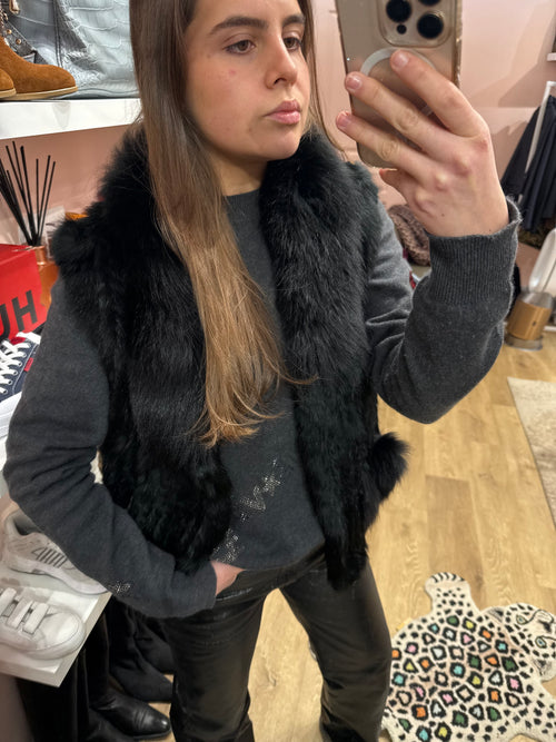 Veste sans manches noire fourrure - T.M