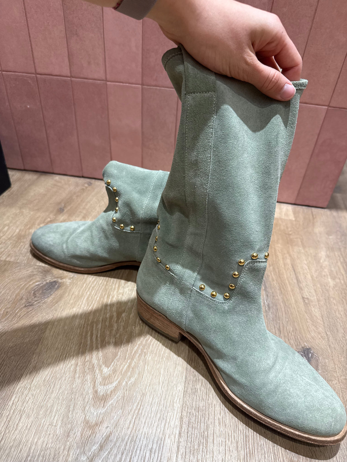 Bottines vertes en daim - vert - T.39/40 30/05