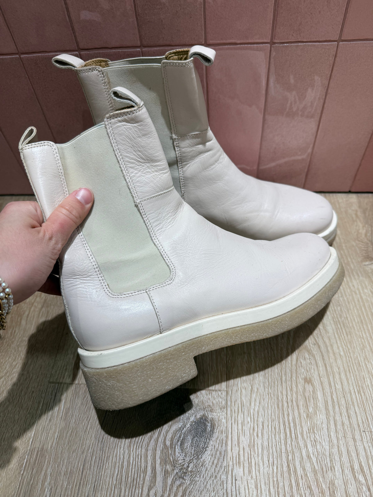 Bottines crème cuir (Minelli) — T.39