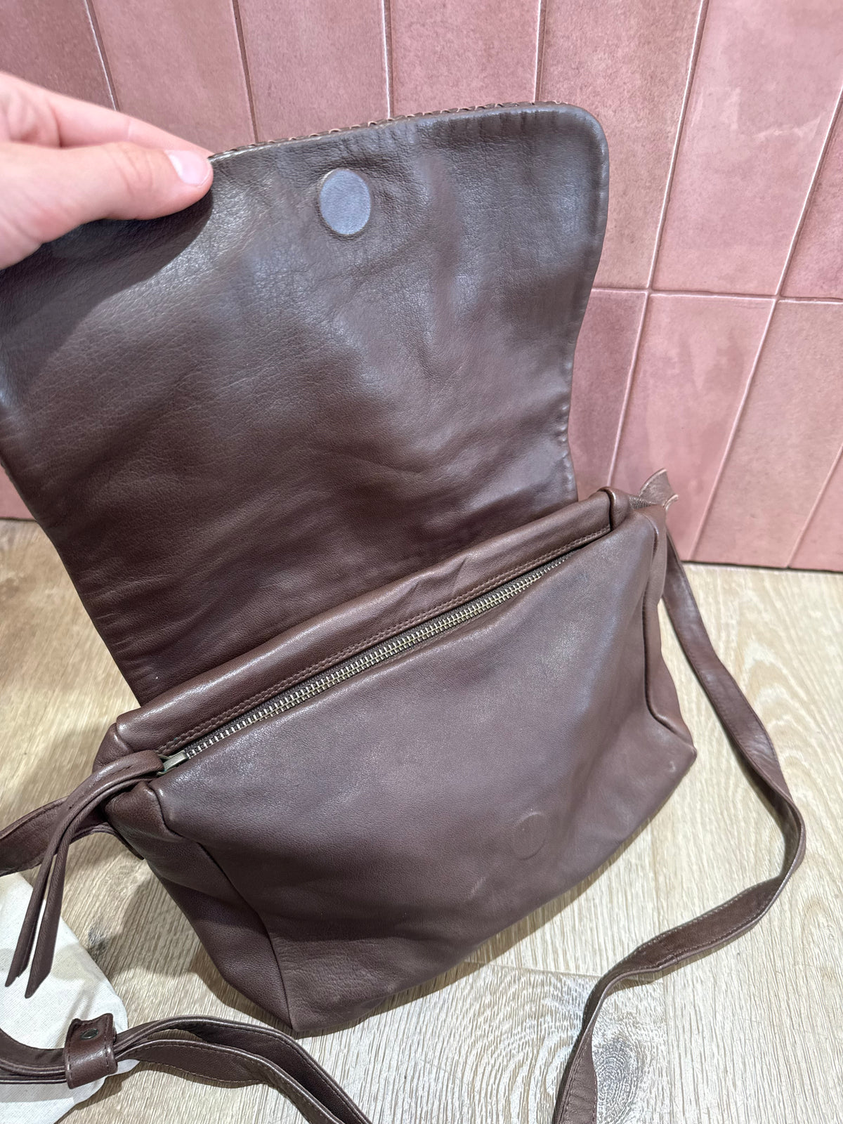 Sac marron bandoulière croisé Naterra 01/06