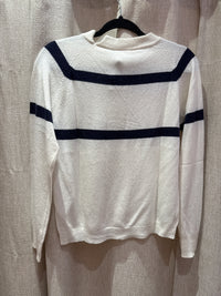 Pull blanc rayures bleu marine O’mer T.M