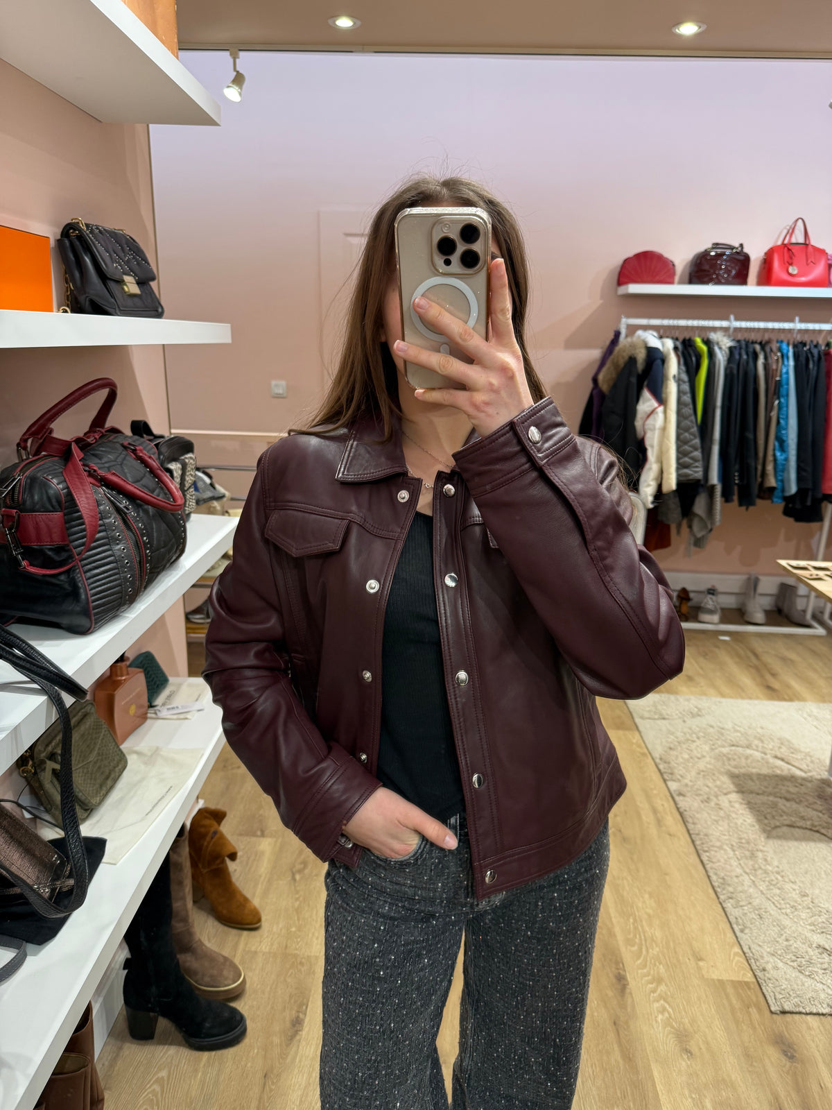 Veste en cuir Caroll T.40/42