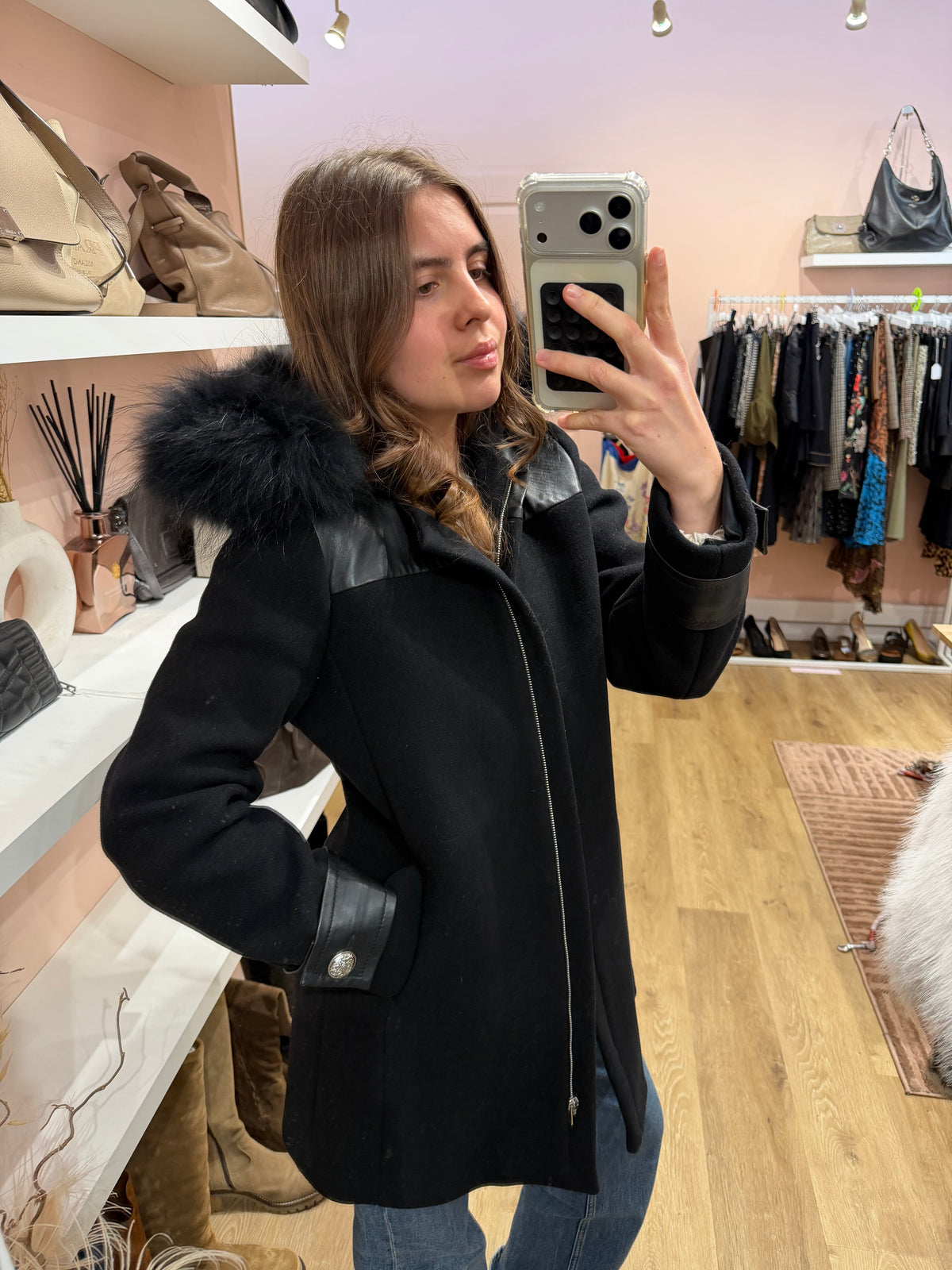 Claudie Pierlot - Manteau noir - T.36/38 12/10