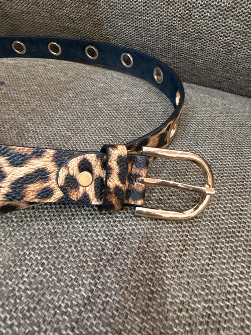 Ceinture léopard noir et doré T.90