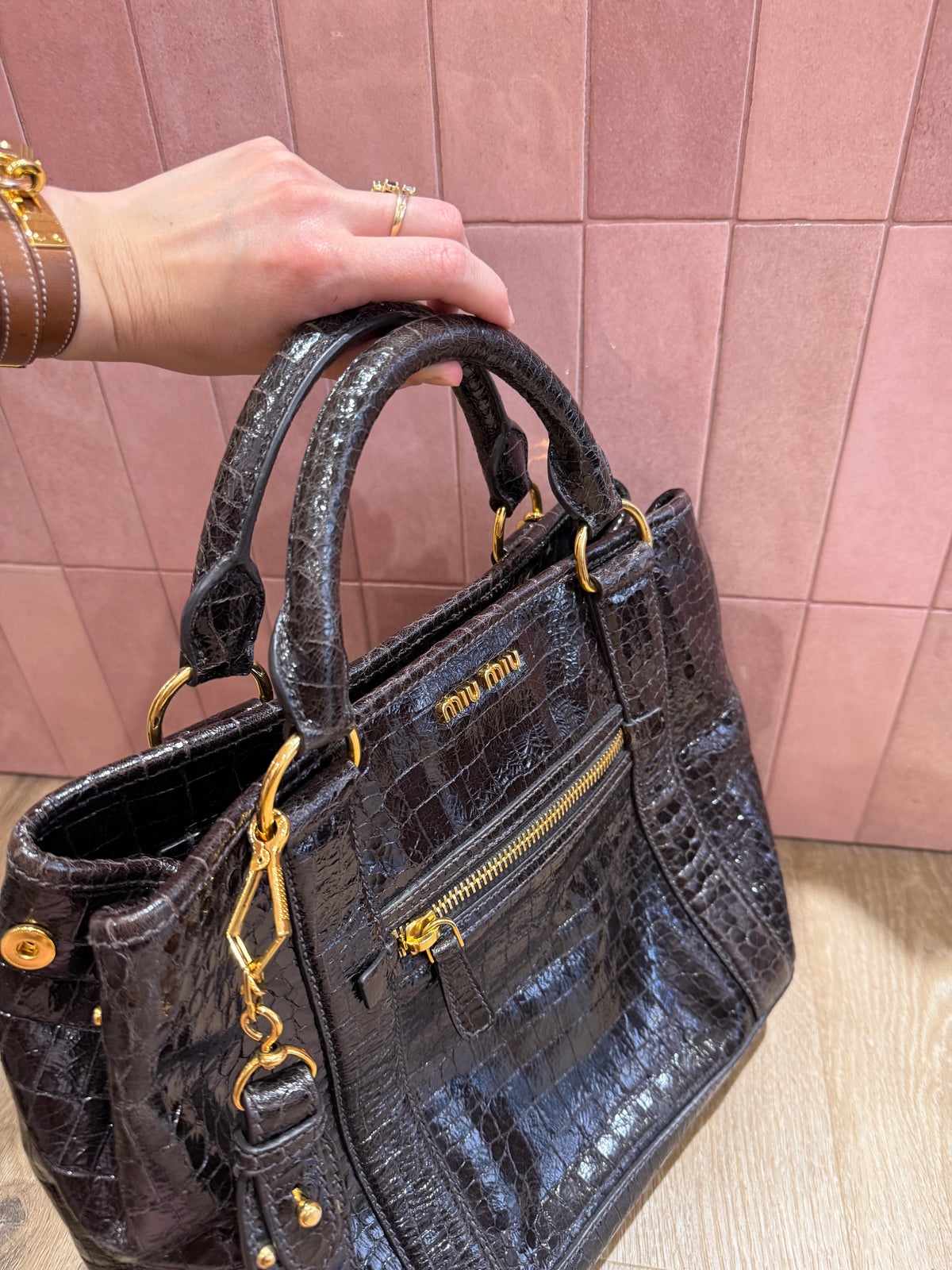 Sac miu miu marron croco