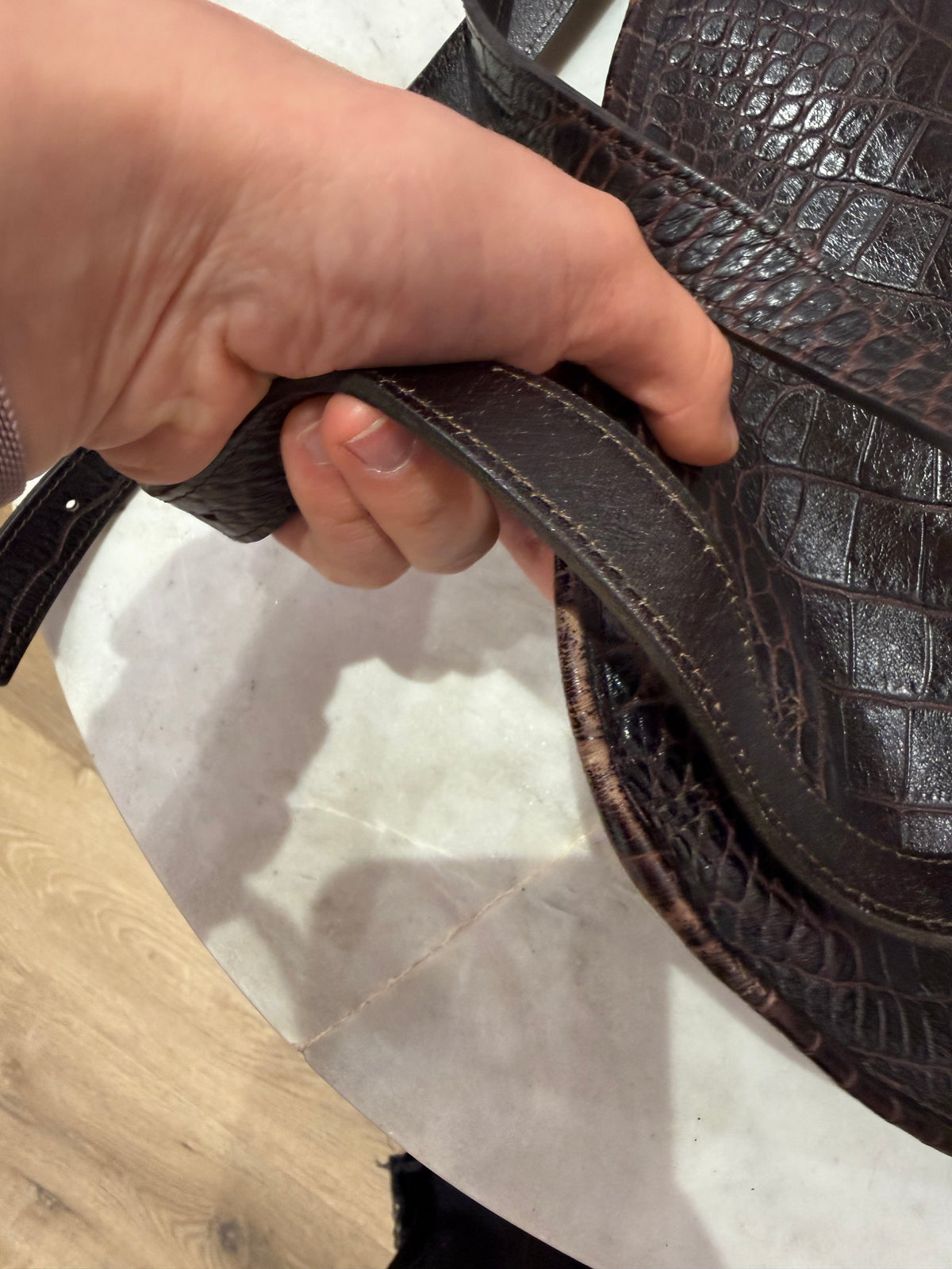 Sac Longchamp marron croco TU