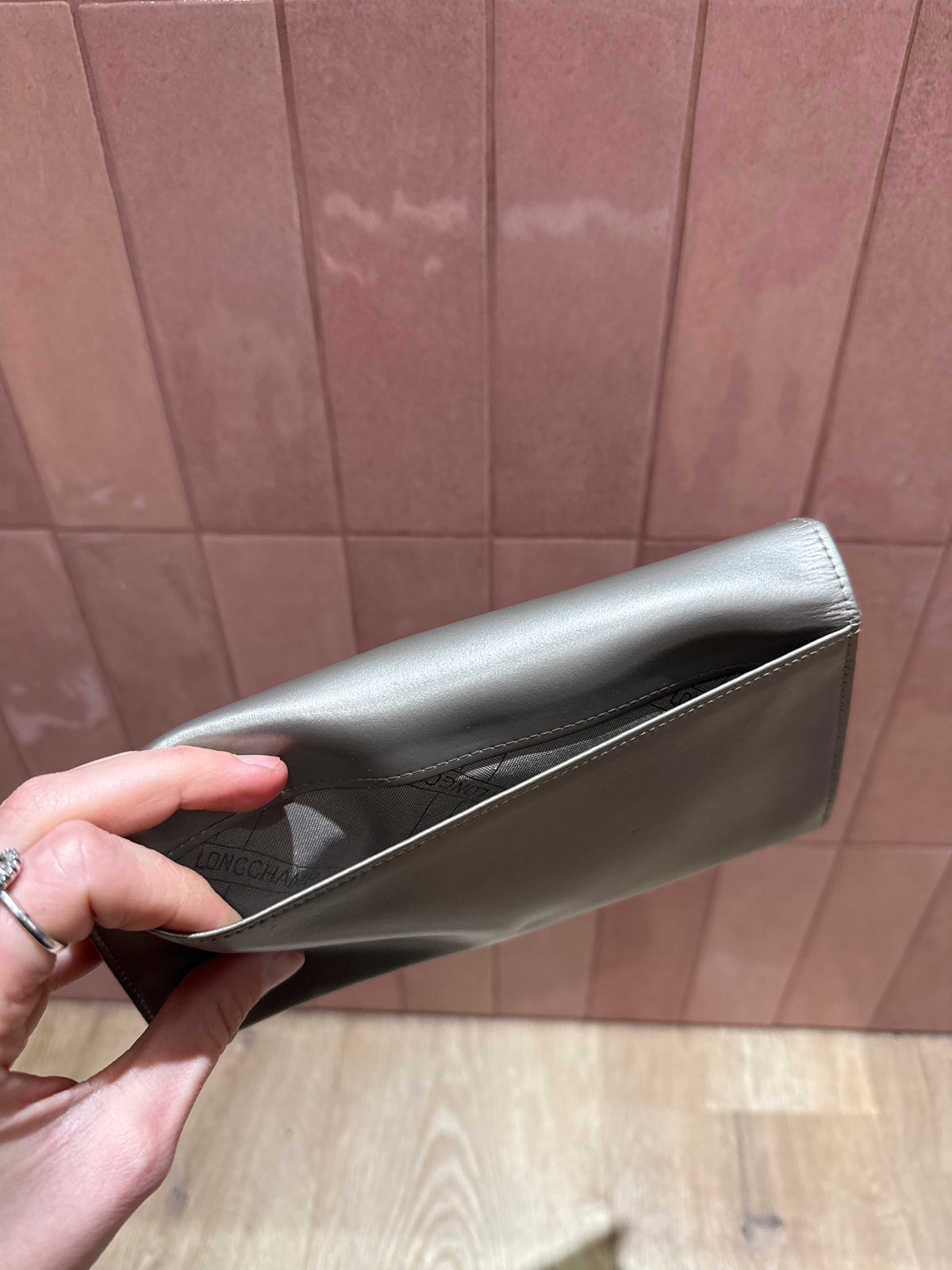 Portefeuille gris Longchamp