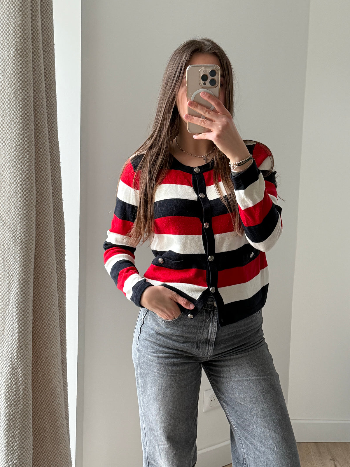 Claudie Pierlot Gilet Rouge & blanc T.S
