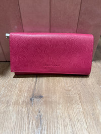 Portefeuille rose en cuir Longchamp