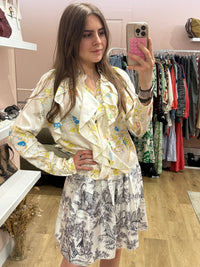 Zadig & Voltaire Robe Blanche rose et jaune Robe soie T.L 30/06