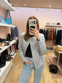Veste en cuir Gérard Darel grise T.40 14/09