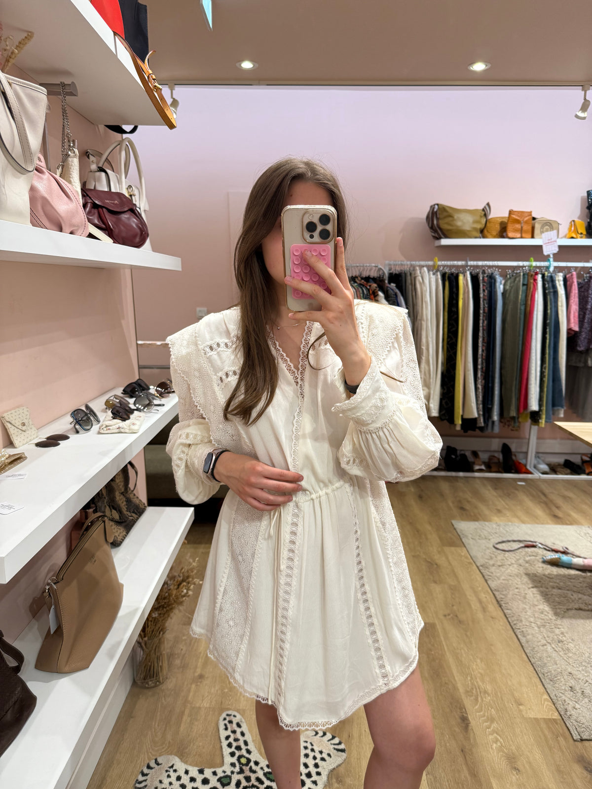 IRO Robe Blanche Robe dentelle manches longues T.L 01/07