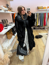 Manteau noir en fourrure T.38 à 42 renard 31/07