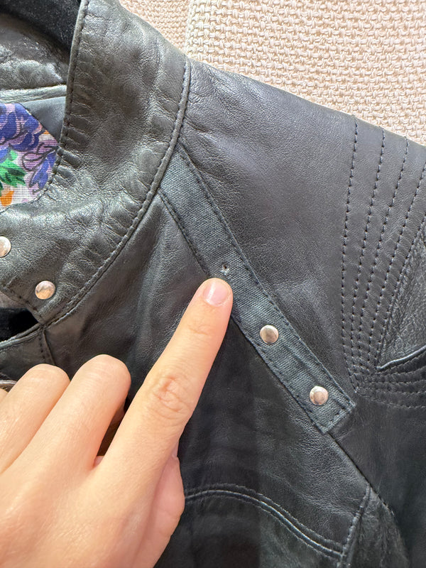 Veste courte en cuir Noire Hight T.40 28/09