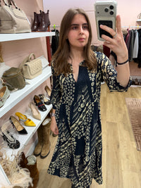 Robe Ba&sh longue bleu marine et beige T.S 21/09