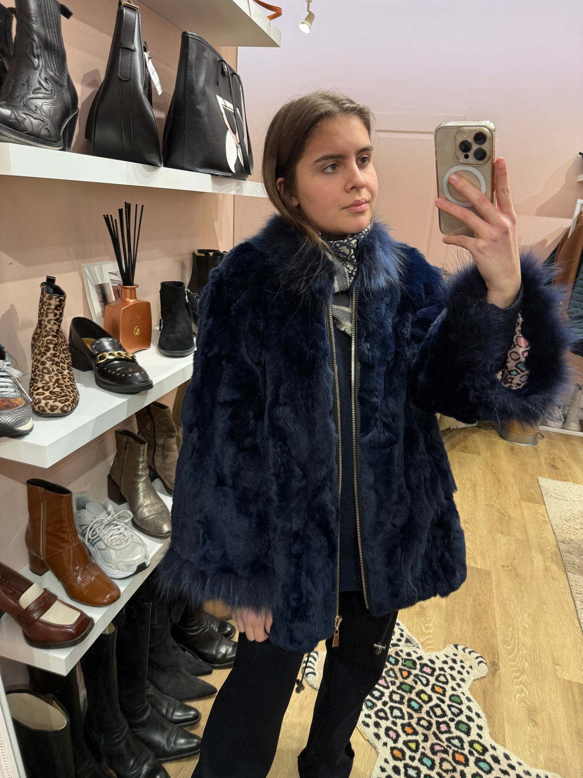 Veste en fourrure lapin T.U