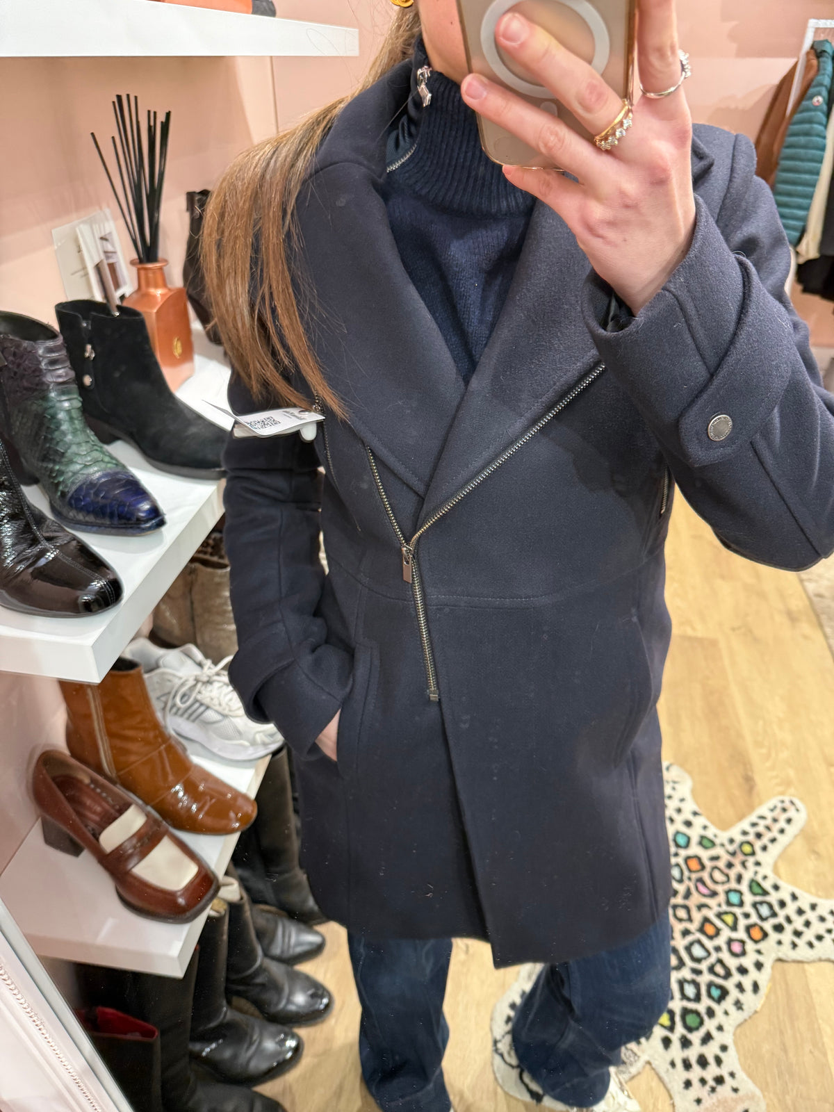Manteau bleu foncé T.S/M laine