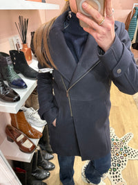 Manteau bleu foncé T.S/M laine
