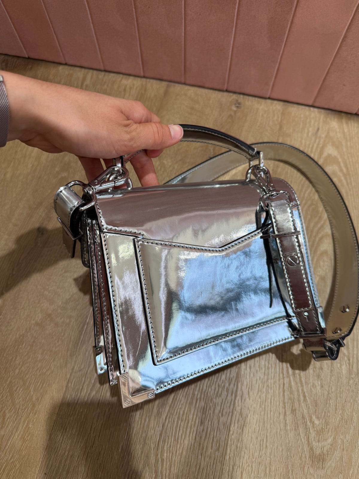 Sac argenté cuir the Kooples 19/07