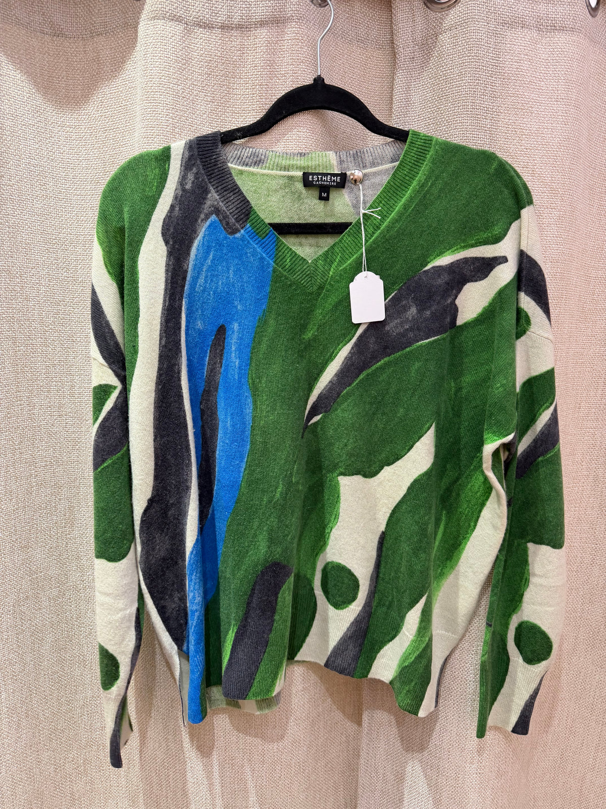 Pull vert 100 % cachemire - Esthème - T.L 10/09