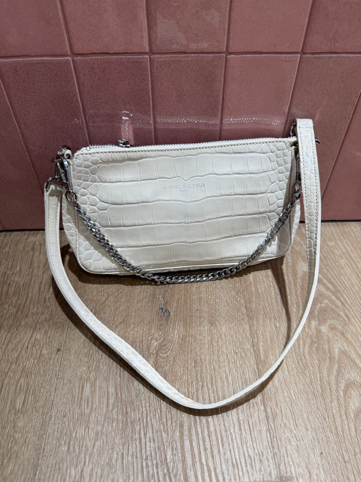 Lancaster sac blanc bandoulière cuir 14/06