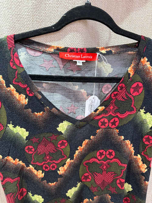 T-shirt rouge et vert Christian Lacroix T.XL
