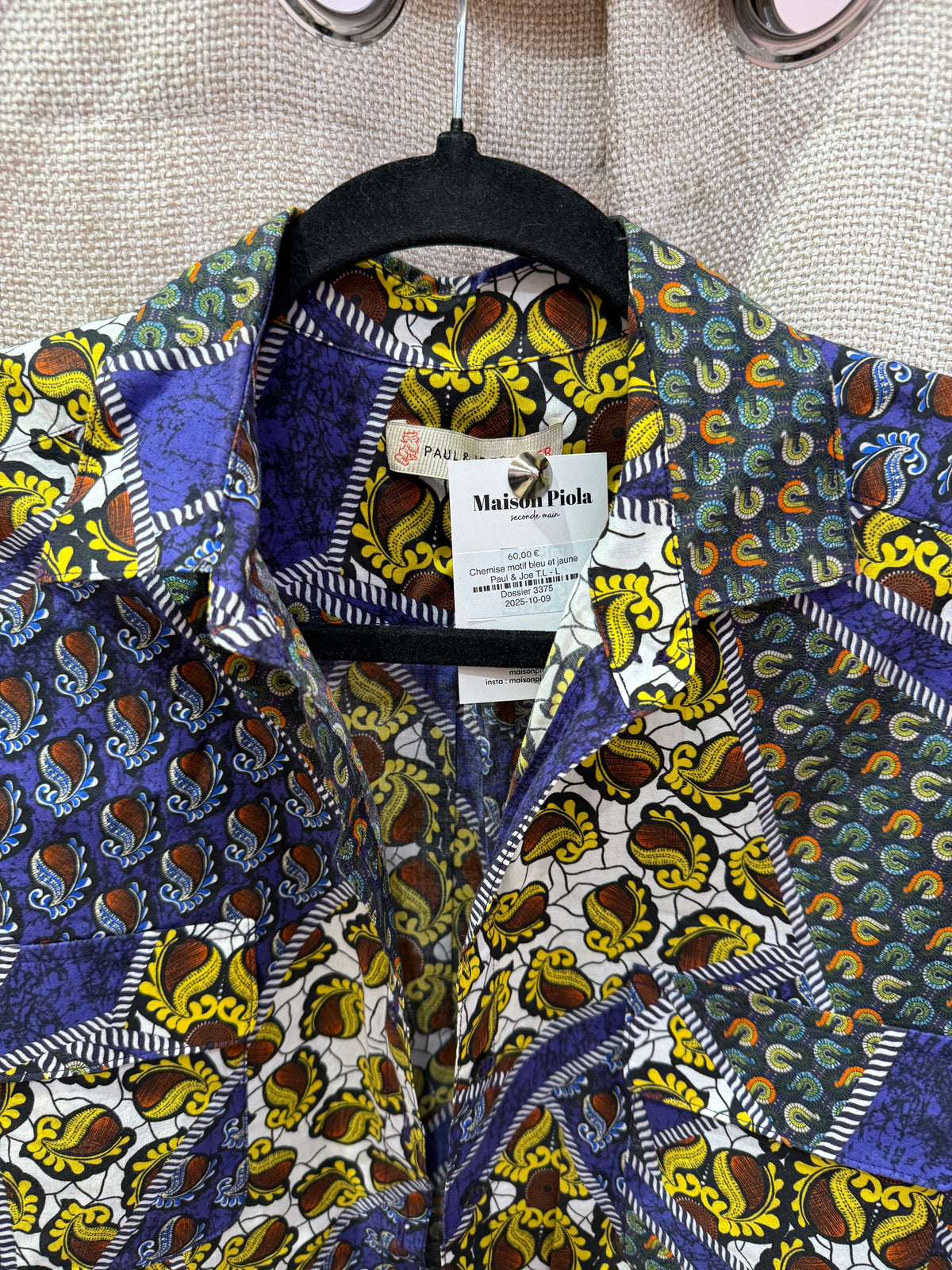 Chemise motif bleu et jaune Paul & Joe T.L