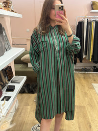 Ottod'Ame Robe Vert et marron Robe longue rayures T.L 23/07