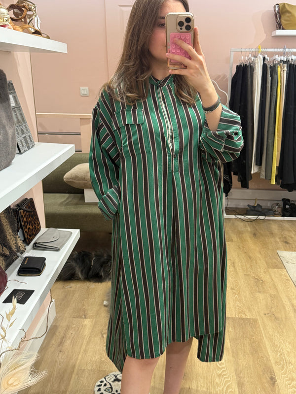 Ottod'Ame Robe Vert et marron Robe longue rayures T.L 23/07