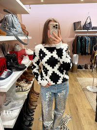 Pull carré noir & blanc Max Mara T.M