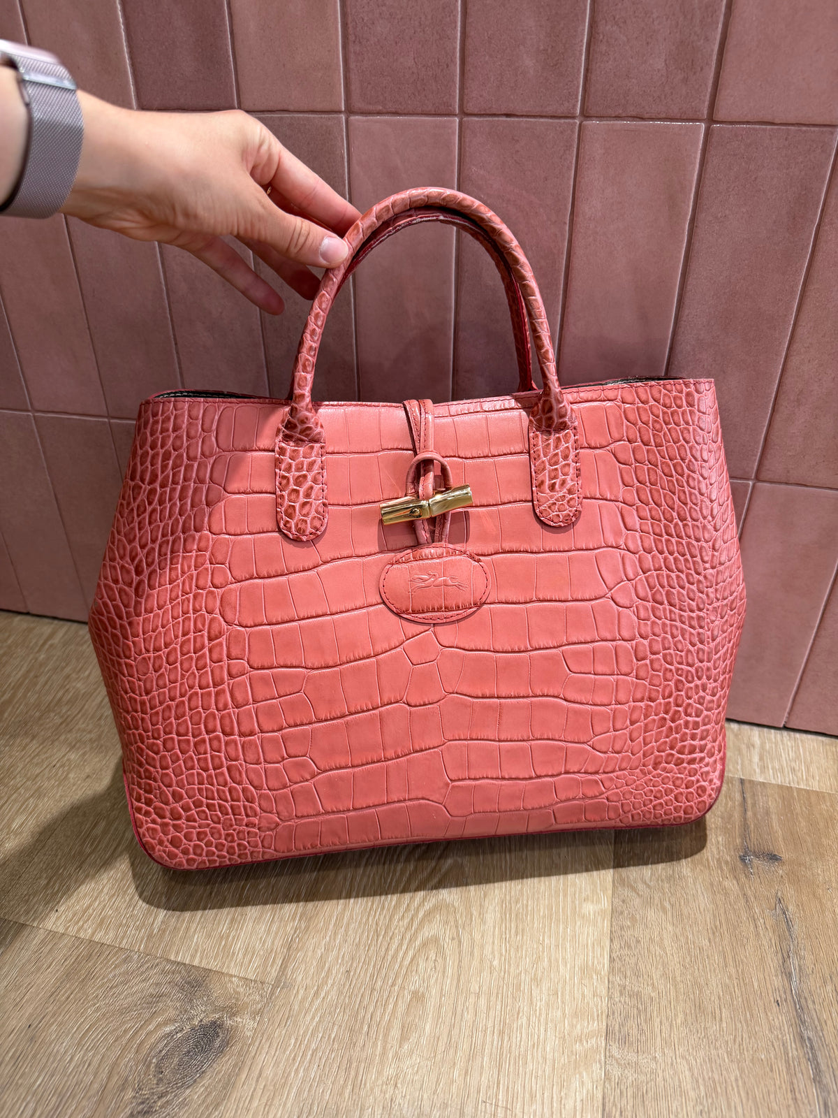 Sac rose Longchamp en cuir 07/08